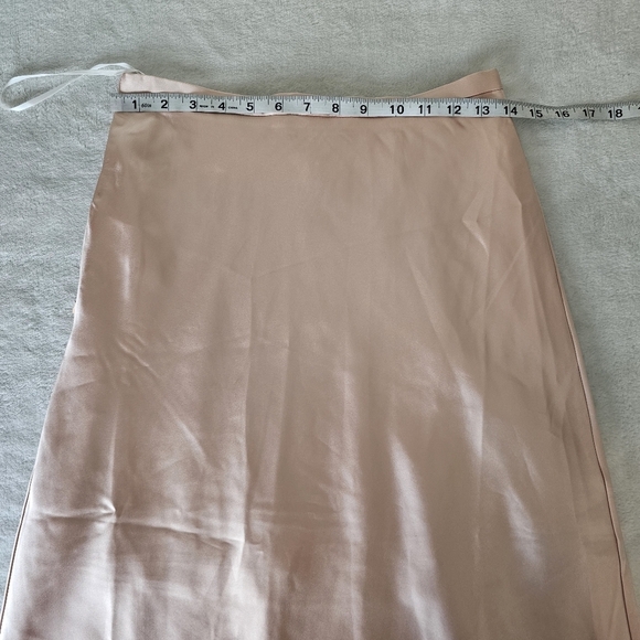 Commense Light Pink Satin A-Line Midi Skirt Size S - Picture 8 of 9
